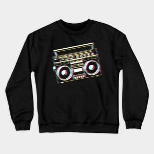 Boombox Ghetto Blaster Glitch Crewneck Sweatshirt